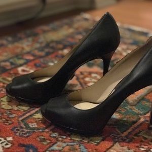 Michael Kors black peep toe pumps
